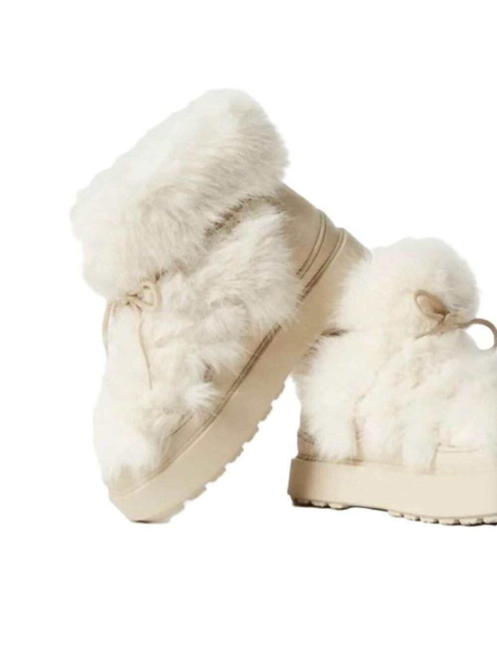 Just Fab Helena Faux Fur Boots Birch White